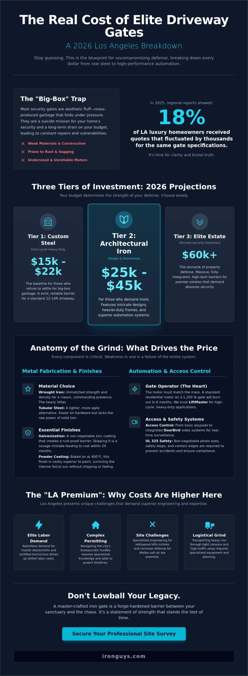 Custom Driveway Gate Cost Los Angeles (2026): The Brutal Truth About Your Property’s Defense 1 Custom Driveway Gate Cost Los Angeles (2026): The Brutal Truth About Your Property’s Defense